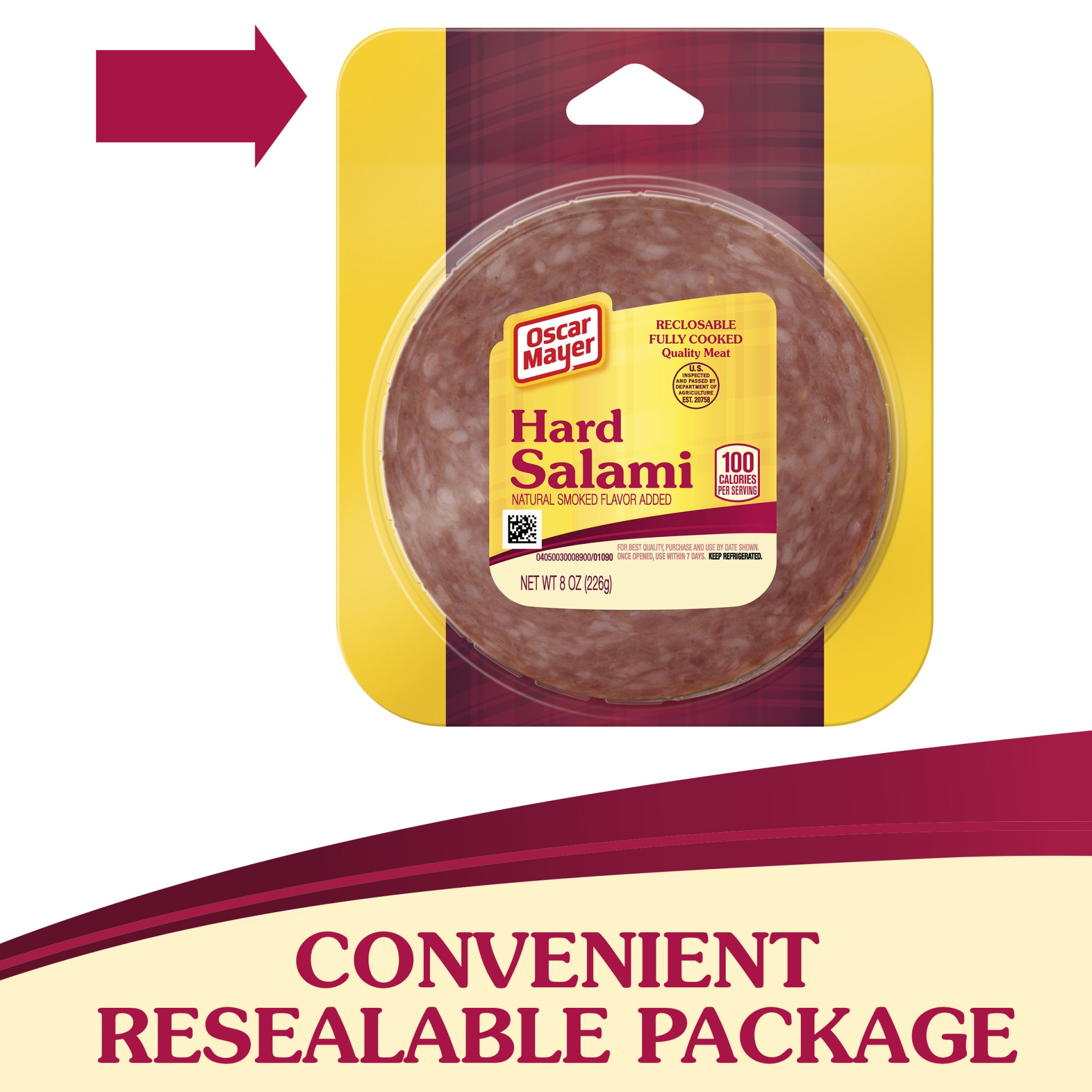 slide 3 of 5, Oscar Mayer Hard Salami Natural Smoke Flavor Added Sliced Lunch Meat Pack, 8 oz