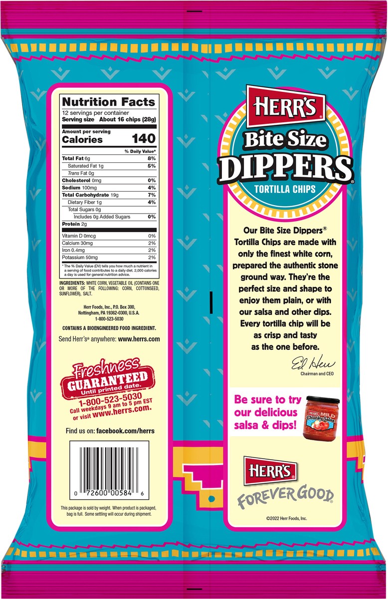 slide 2 of 7, Herr's Bite Size Dippers Tortilla Chips - 12 oz, 12 oz