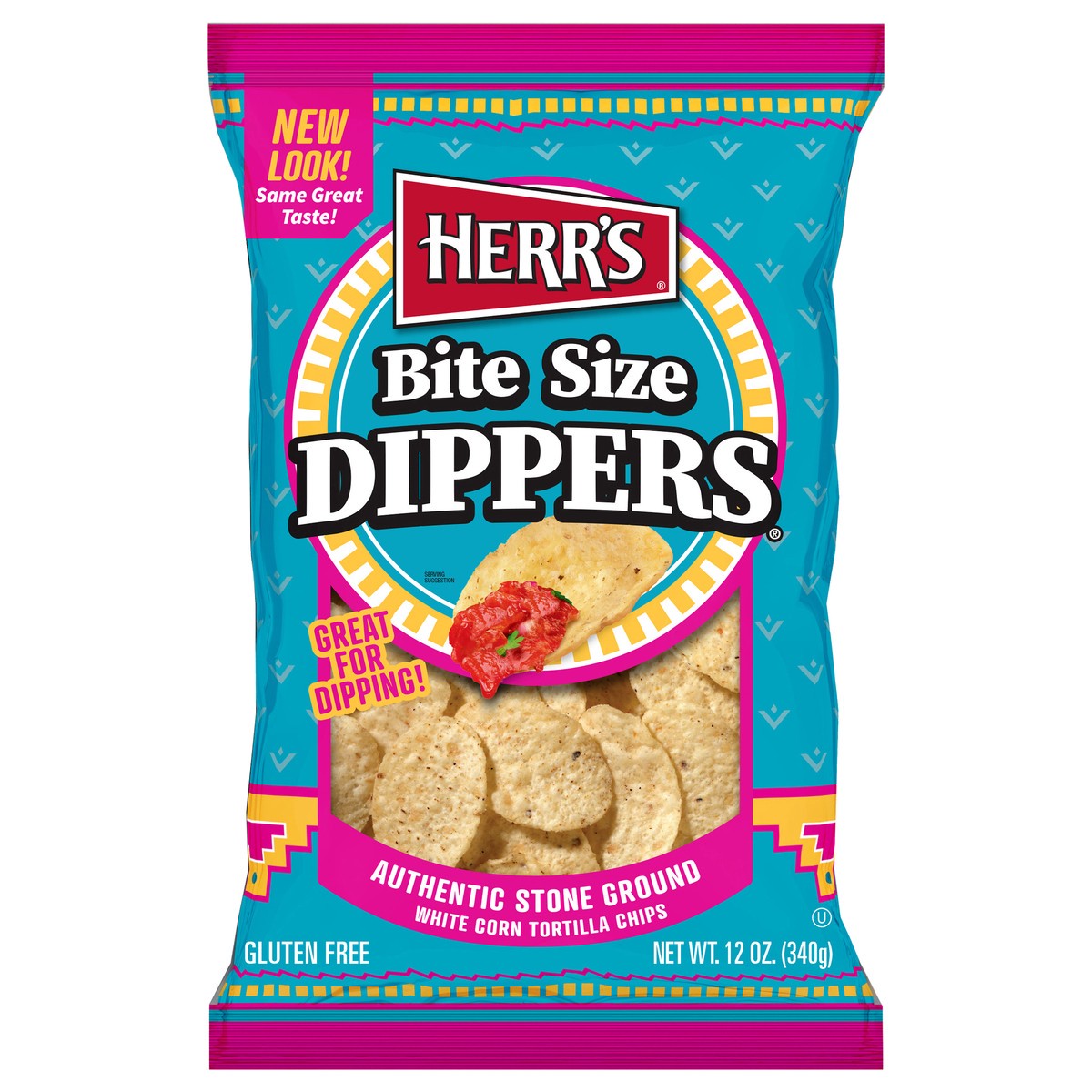 slide 1 of 7, Herr's Bite Size Dippers Tortilla Chips - 12 oz, 12 oz