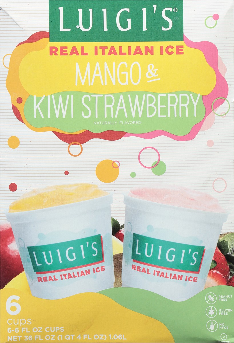slide 4 of 9, Luigi's Mango & Kiwi Strawberry Italian Ice 6 - 6 fl oz Cups, 6 ct