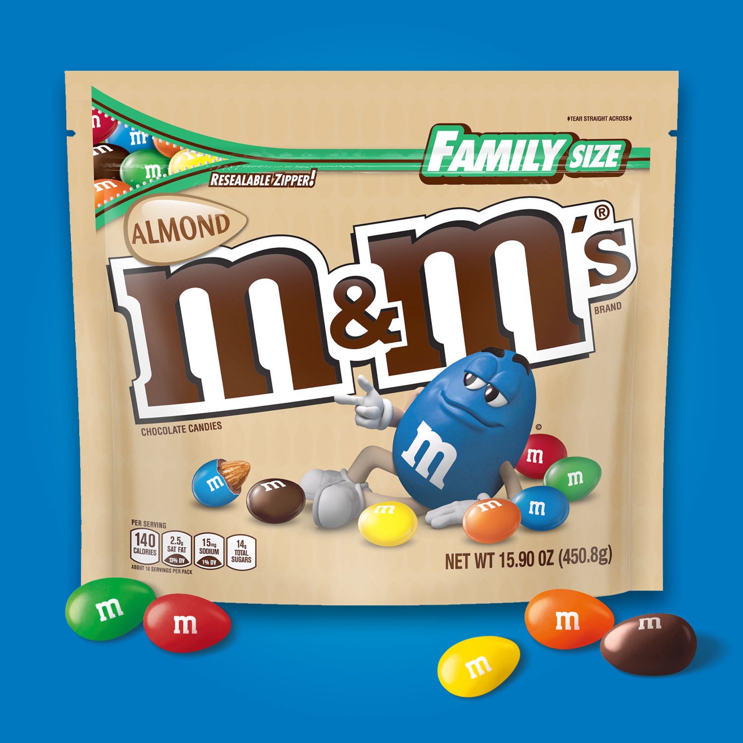 slide 6 of 8, M&M's Almond Family Size Chocolate Candy - 15oz, 15 oz