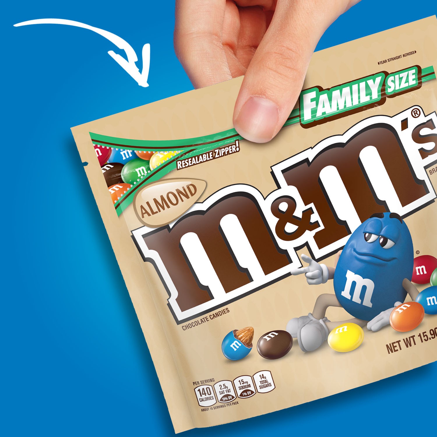 slide 7 of 8, M&M's Almond Family Size Chocolate Candy - 15oz, 15 oz