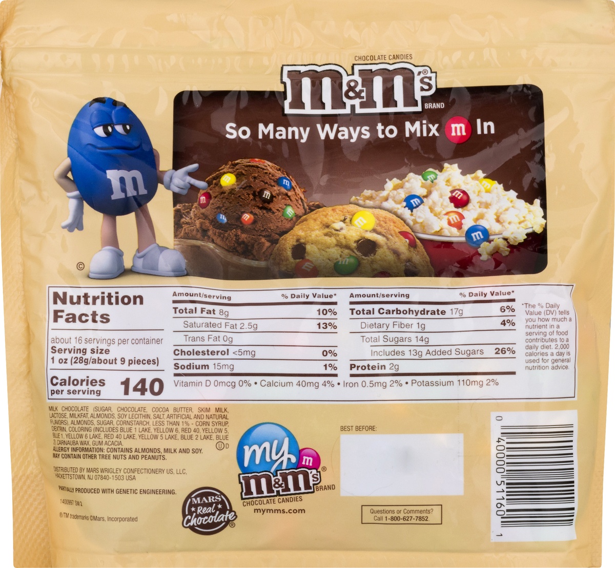 slide 10 of 11, M&M'S Almond Milk Chocolate Candy, Family Size, 15.9 oz