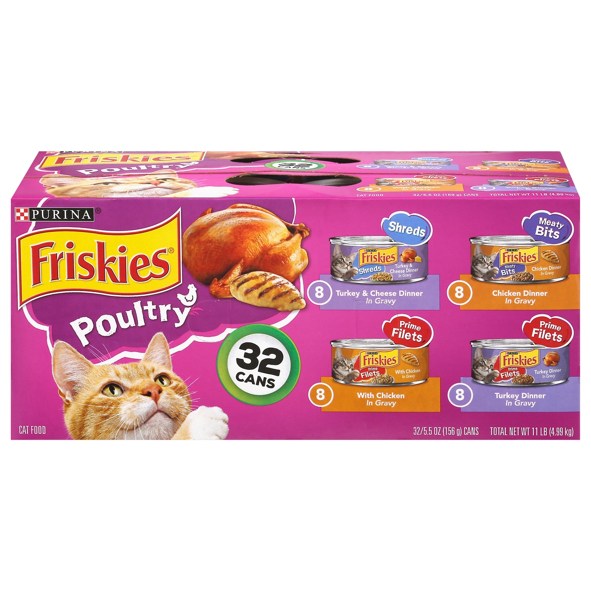 slide 1 of 10, Friskies Poultry Variety Pack Wet Cat Food, 32 ct