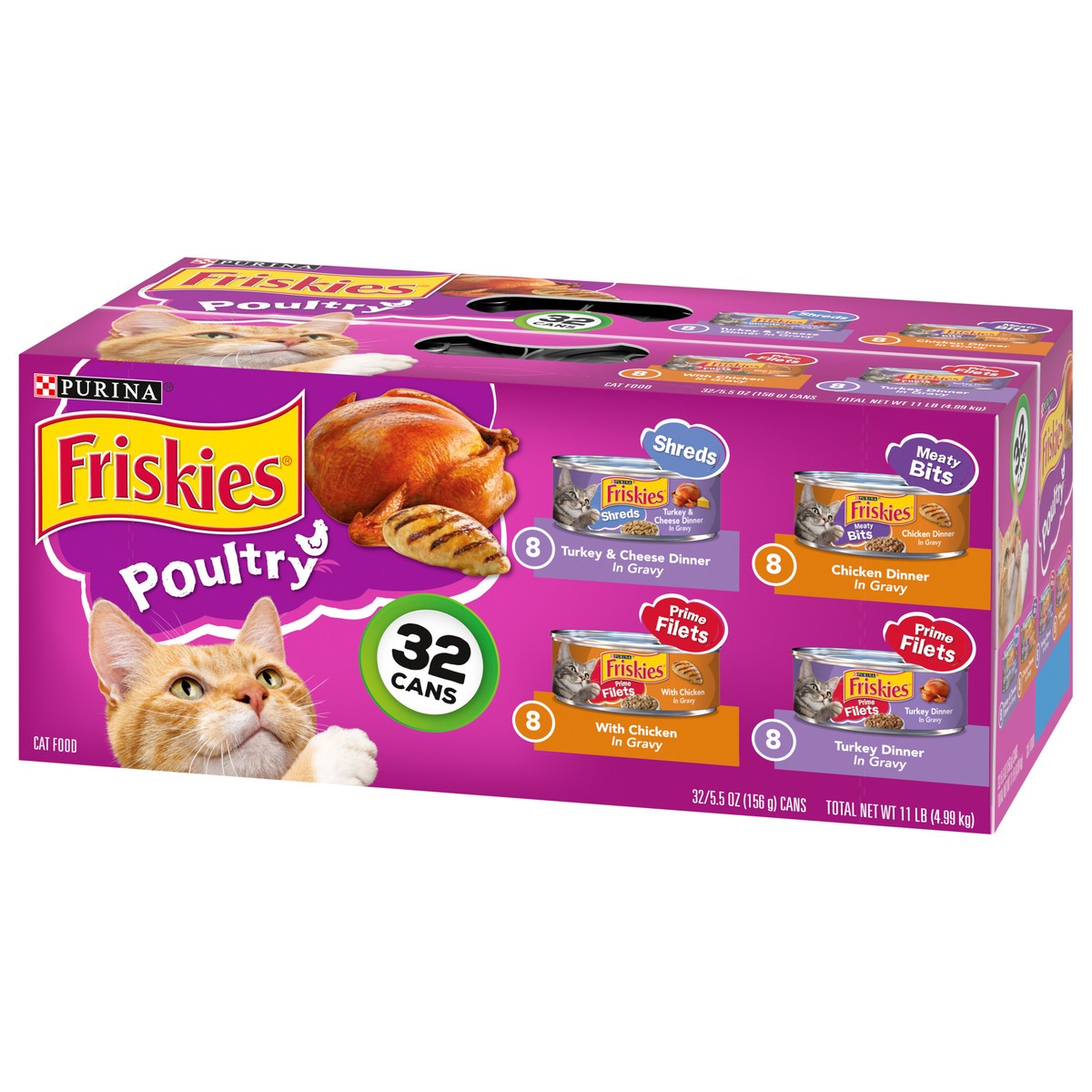 slide 2 of 9, Friskies Purina Friskies Gravy Wet Cat Food Variety Pack, Poultry Shreds, Meaty Bits & Prime Filets, 11 lb