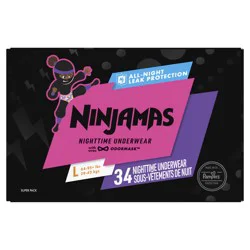 Ninjamas Pampers Ninjamas Nighttime Bedwetting Underwear Girl, Size 8, 34 Count, Disposable Nighttime Underwear