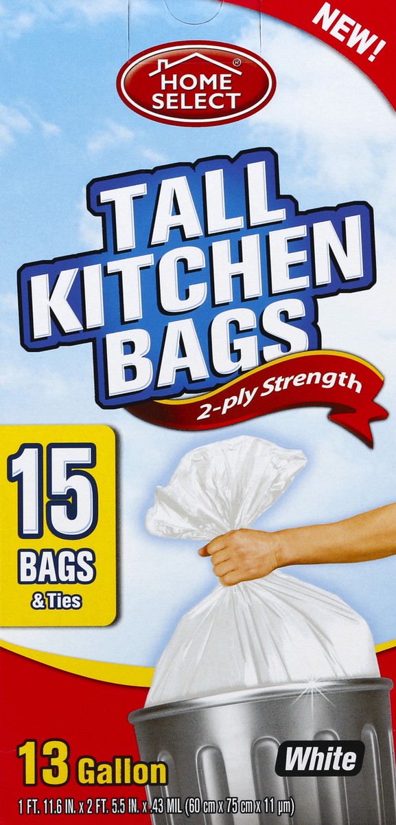 slide 6 of 6, Home Select Tall Kitchen Bags 15 ea, 15 ct