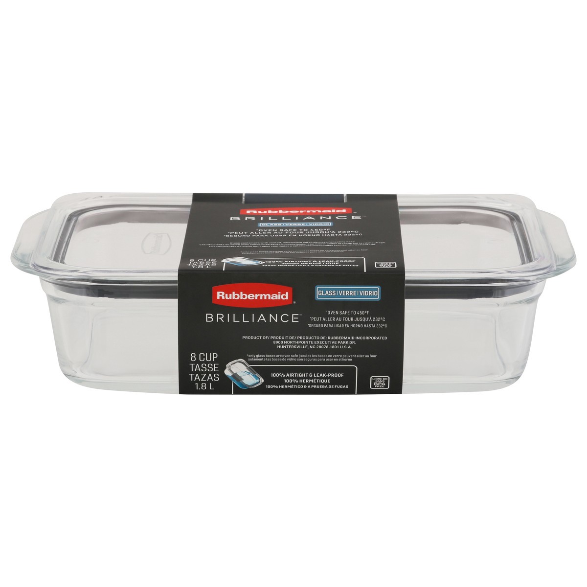 slide 1 of 9, Rubbermaid Brilliance 8 Cup Glass Container 1 ea, 1 ct