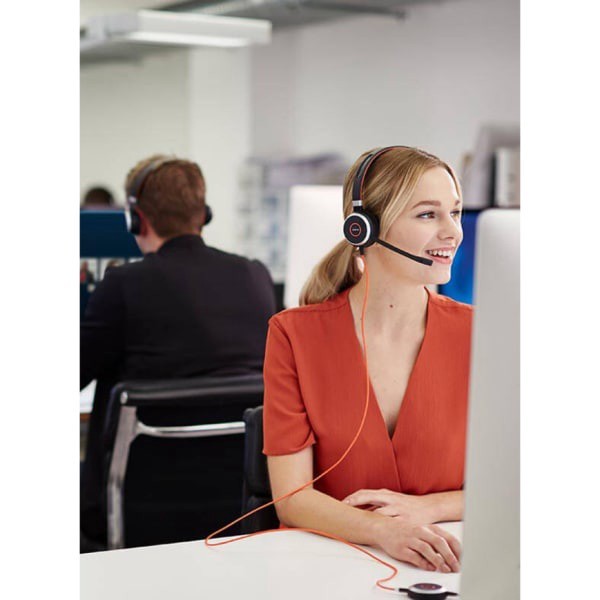 slide 5 of 9, Jabra Evolve 40 Uc Sme Headset - Stereo - Mini-Phone (3.5Mm) - Wired - Over-The-Head - Binaural - Supra-Aural - Noise Canceling, 1 ct