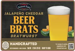 Denmark Foods Jalapeno Cheddar Beer Bratwurst, 20 oz