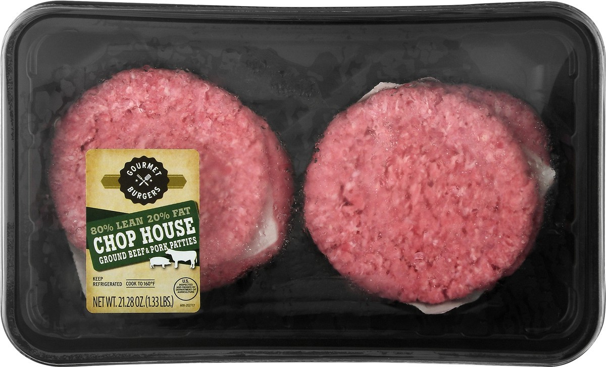 slide 8 of 10, Gourmet Burgers 80%/20% Chop House Ground Beef & Pork Patties 21.28 oz, 21.28 oz