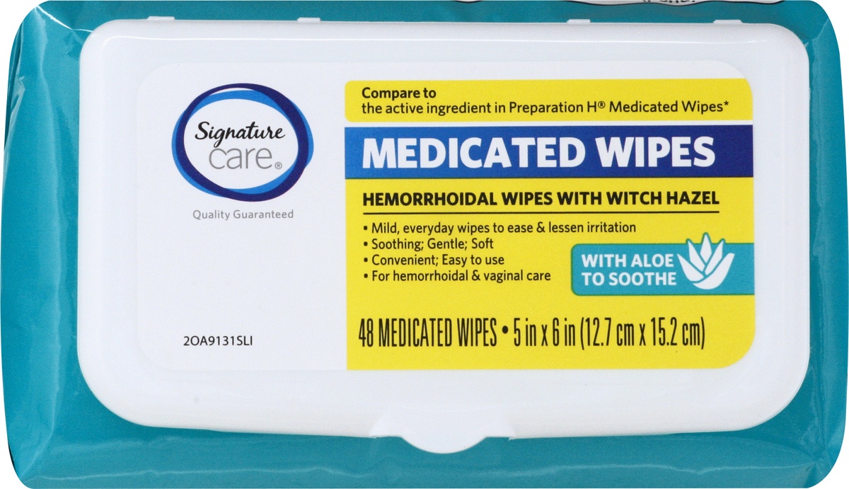slide 8 of 9, Signature Care S Care Hemorrhoidal Medicated Wipes, 48 ct