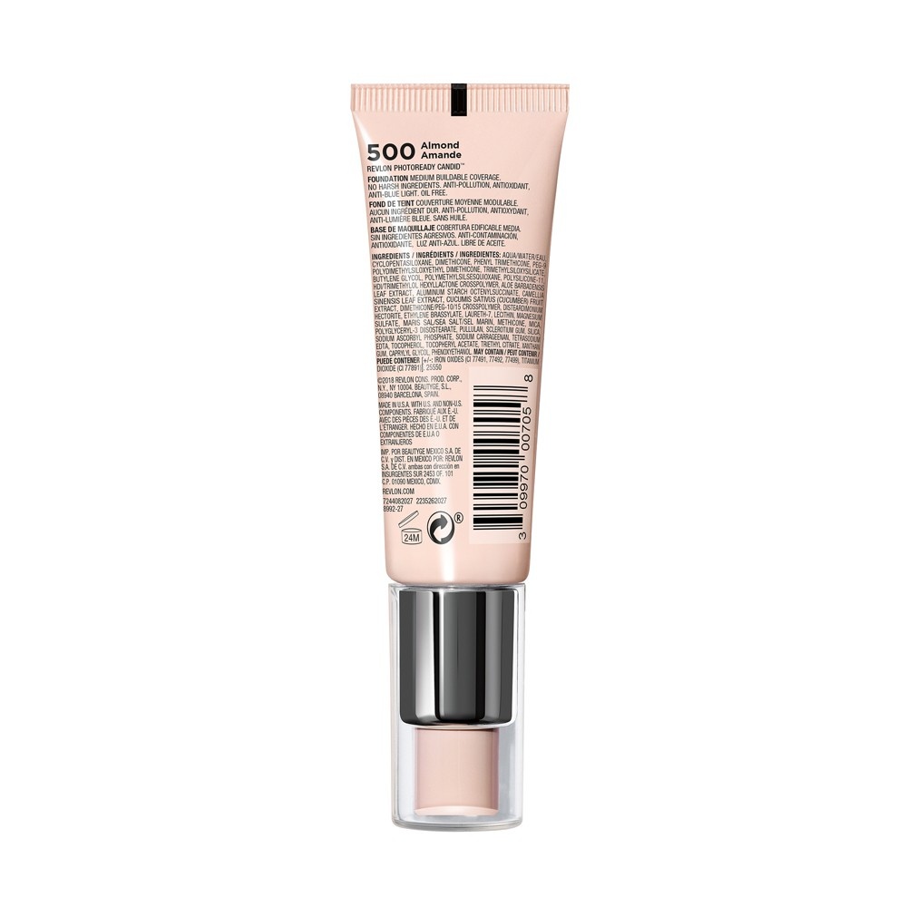 slide 2 of 5, Revlon PhotoReady Candid Natural Finish, Anti-Pollution Foundation - 500 Almond, 0.75 fl oz