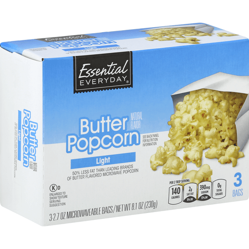 slide 1 of 1, Essential Everyday Mw Butter Light Popcorn 3pk, 8.1 oz