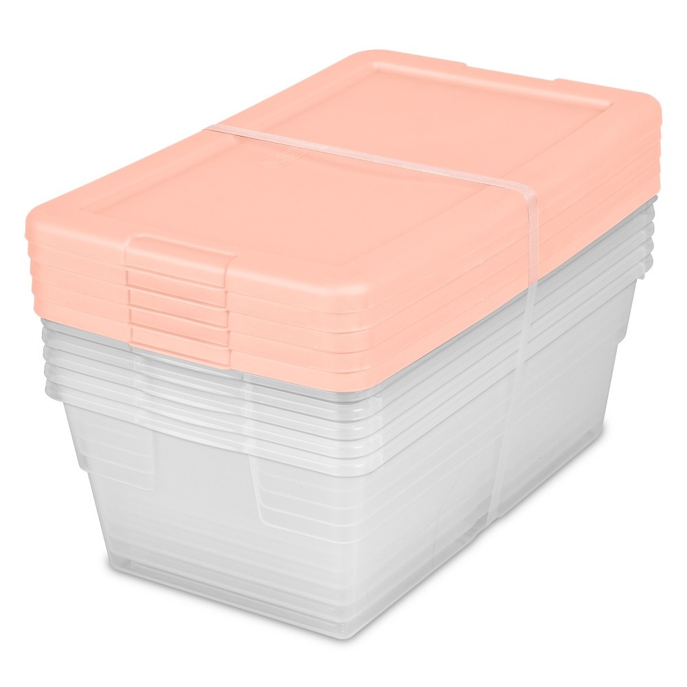 slide 2 of 4, Sterilite Shoe Box Feather with Peach Lids - Room Essentials, 5 ct; 6 qt