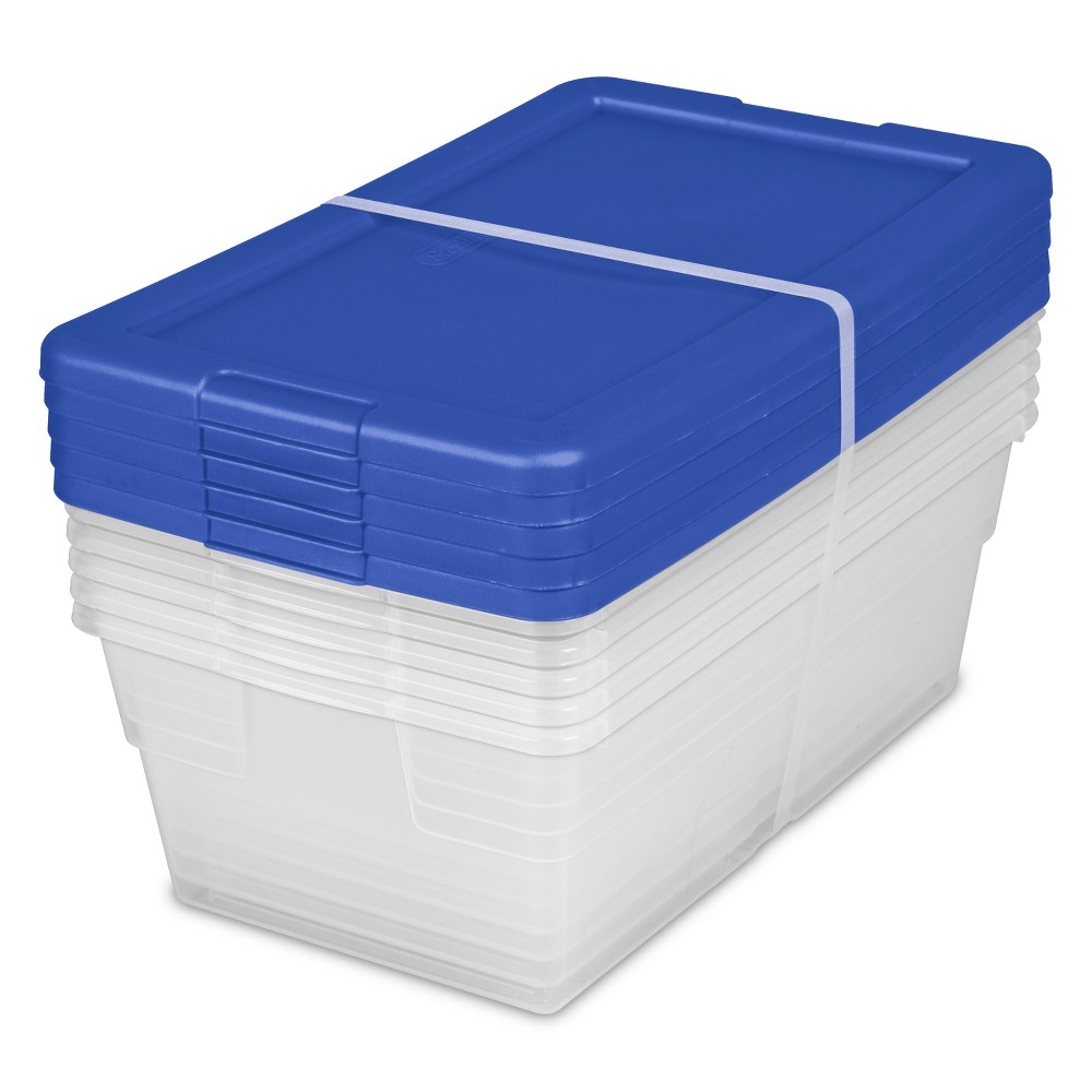 slide 2 of 4, Sterilite Shoe Box with Blue Lid - Room Essentials, 5 ct; 6 qt