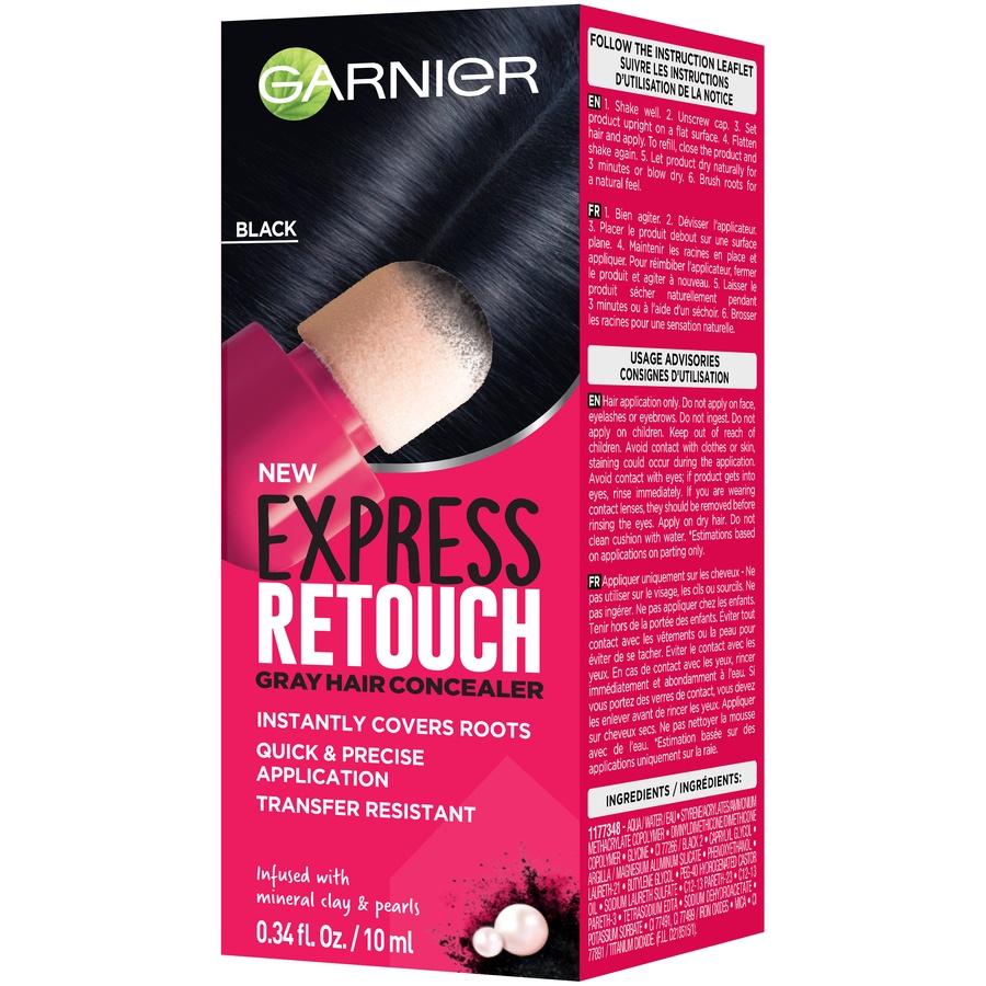 slide 4 of 8, Garnier Express Retouch Gray Hair Concealer Black, 0.34 fl oz