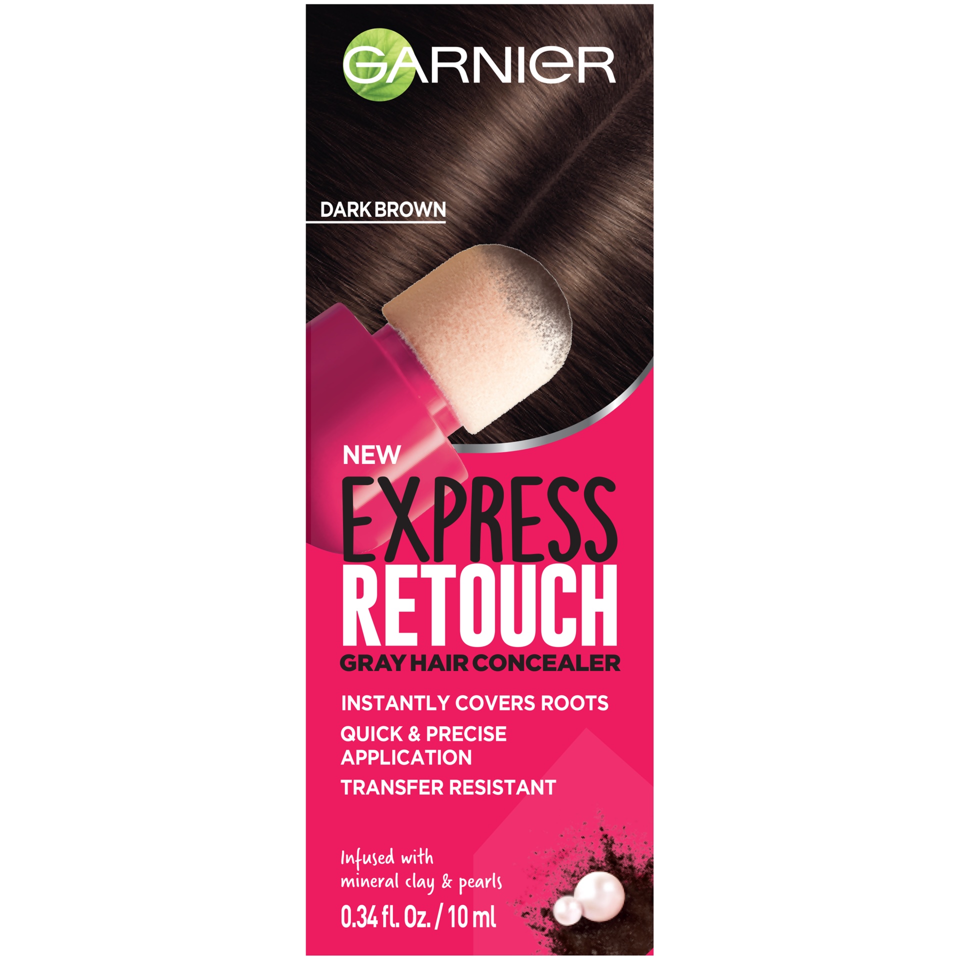 slide 2 of 8, Garnier Express Retouch Dark Brown Gray Hair Concealer, 0.34 fl oz