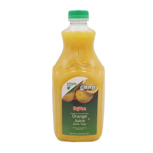 slide 1 of 1, Hy-Vee Country Style Orange Juice Some Pulp, 52 fl oz