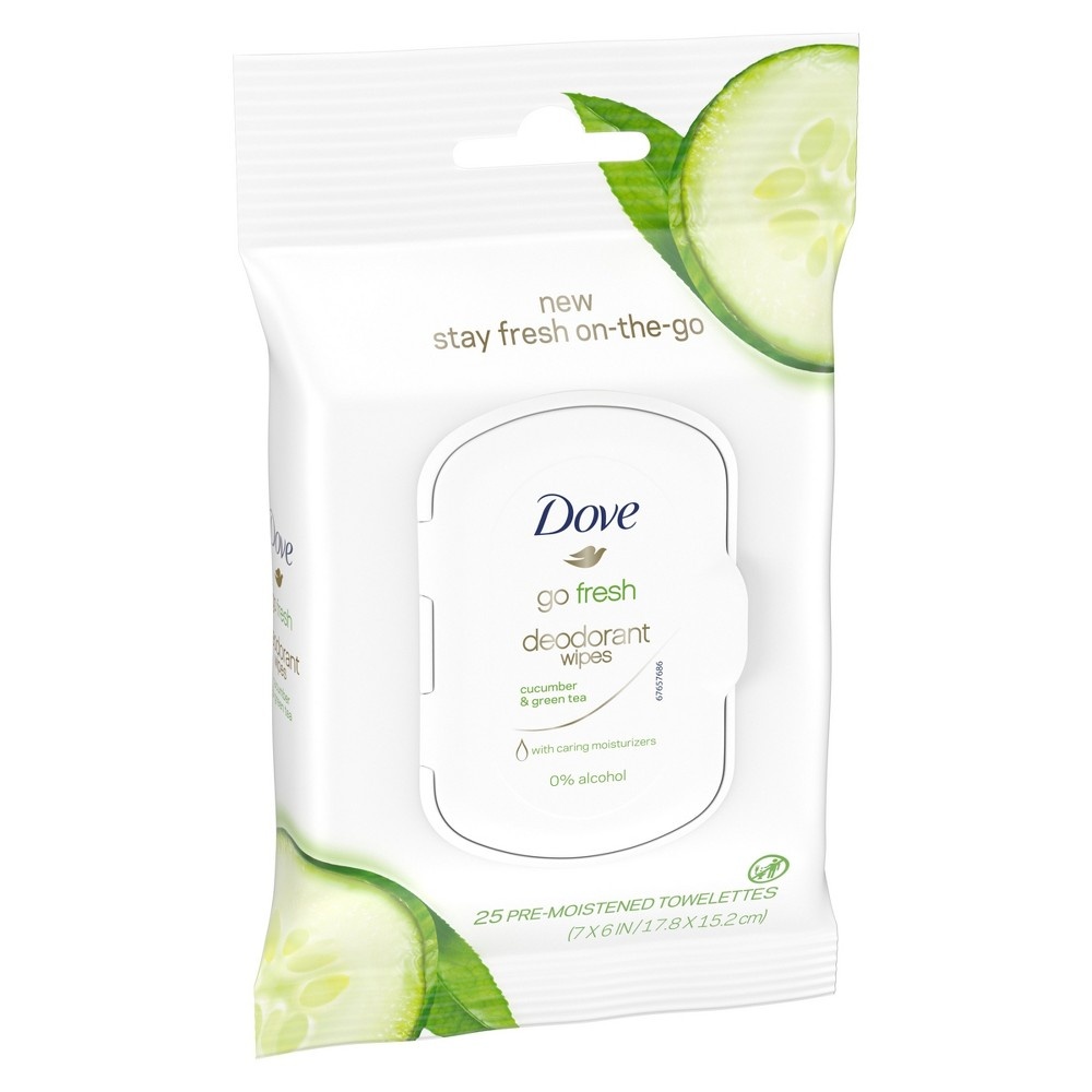 slide 2 of 3, Dove Go Fresh Cucumber Green Tea Deodorant Wipes, 25 ct