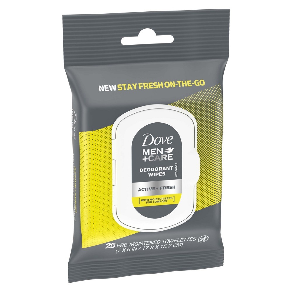 slide 3 of 3, Dove Men+Care On-The-Go Active + Fresh Deodorant Wipes, 25 ct