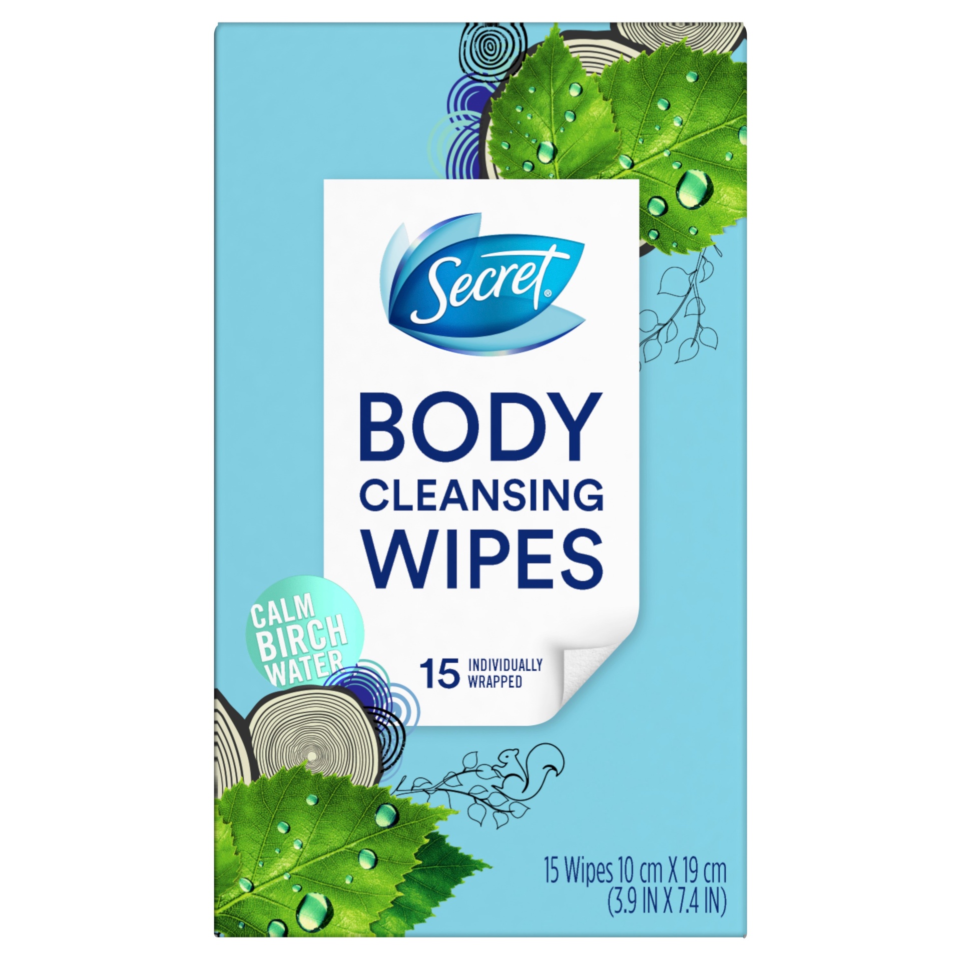 slide 1 of 2, Secret Cleansing Wipes Calm Birch Water Scent, 15 ct