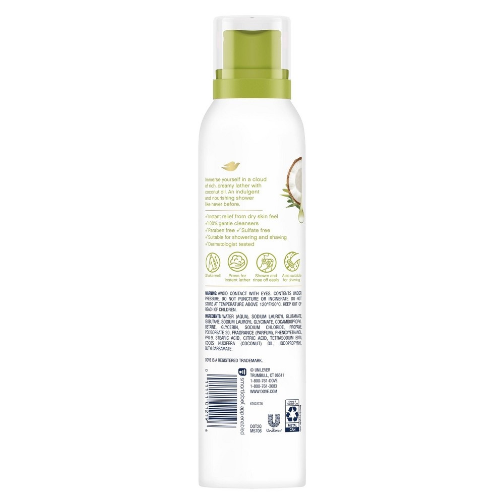 slide 2 of 2, Dove with Coconut Oil Body Wash Mousse, 10.3 oz