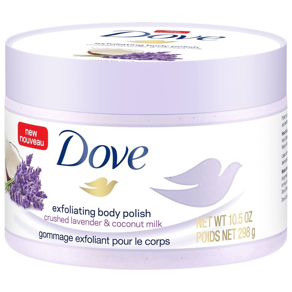 slide 3 of 4, Dove Crushed Lavender & Coconut Milk Exfoliating Body Scrub, 10.5 oz