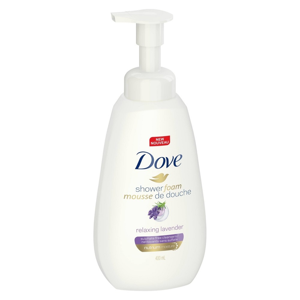 slide 2 of 4, Dove Purely Pampering Relaxing Lavender Shower Foam, 13.5 oz