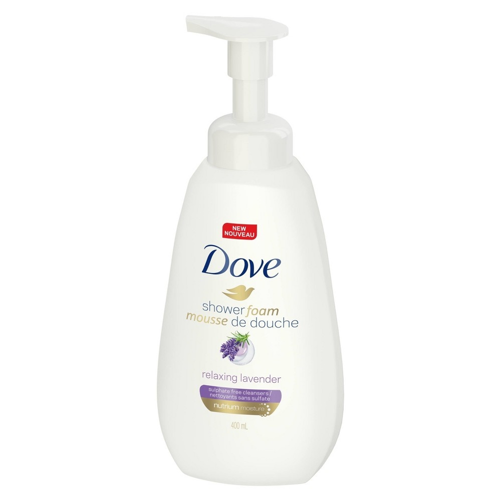 slide 3 of 4, Dove Purely Pampering Relaxing Lavender Shower Foam, 13.5 oz