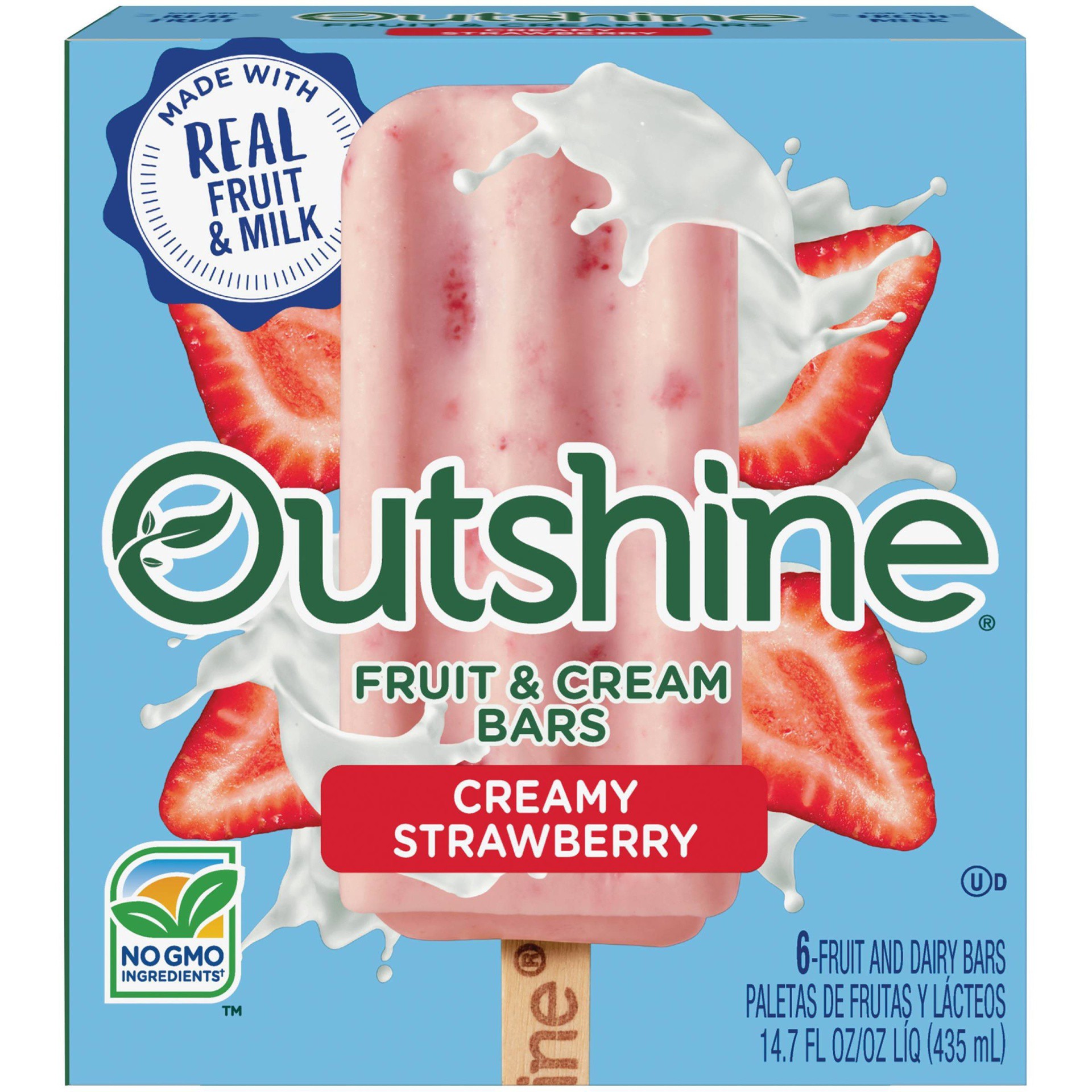 slide 1 of 3, Outshine Fruit & Cream Strawberry Frozen Fruit Bar, 6 ct