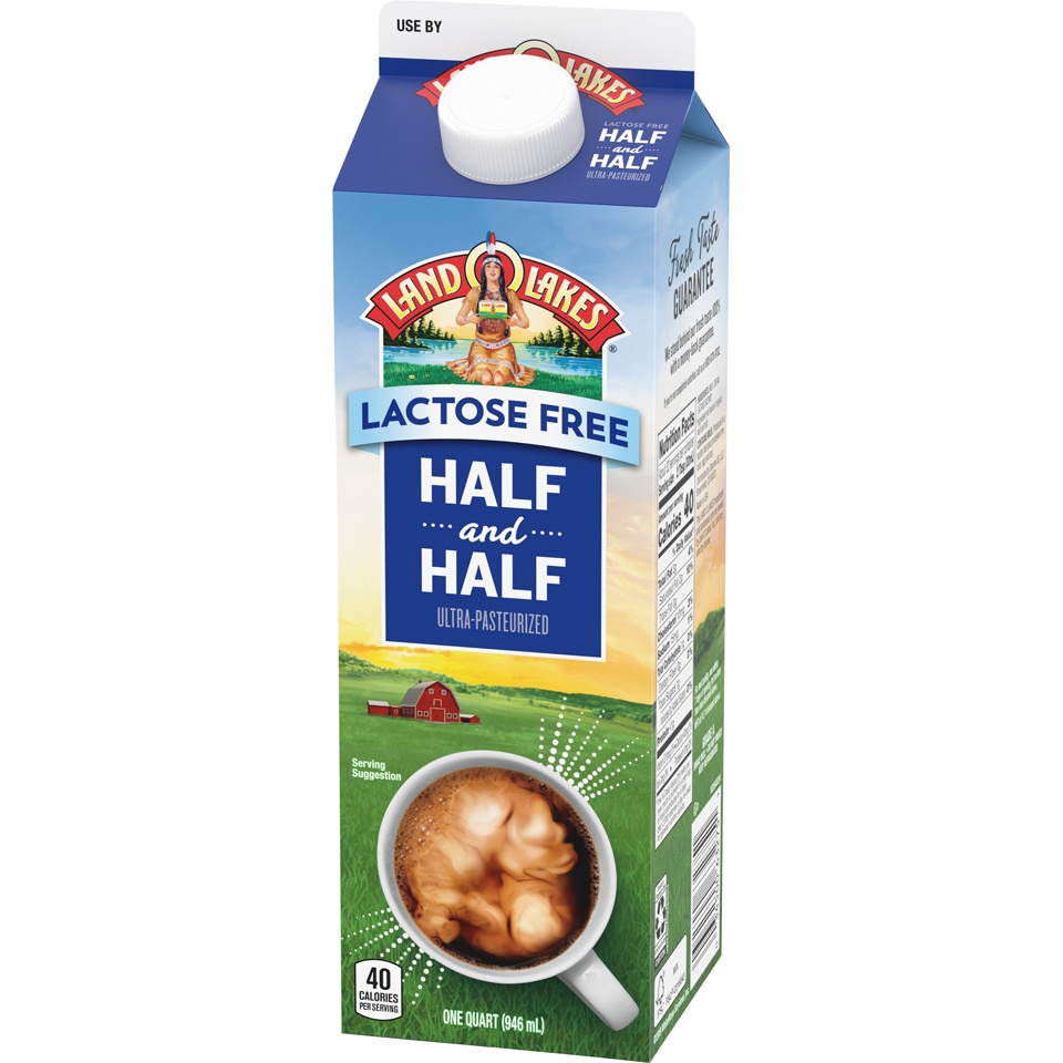 slide 3 of 8, Land O'Lakes Lactose-Free Half And Half, 1 Quart, 32 fl oz