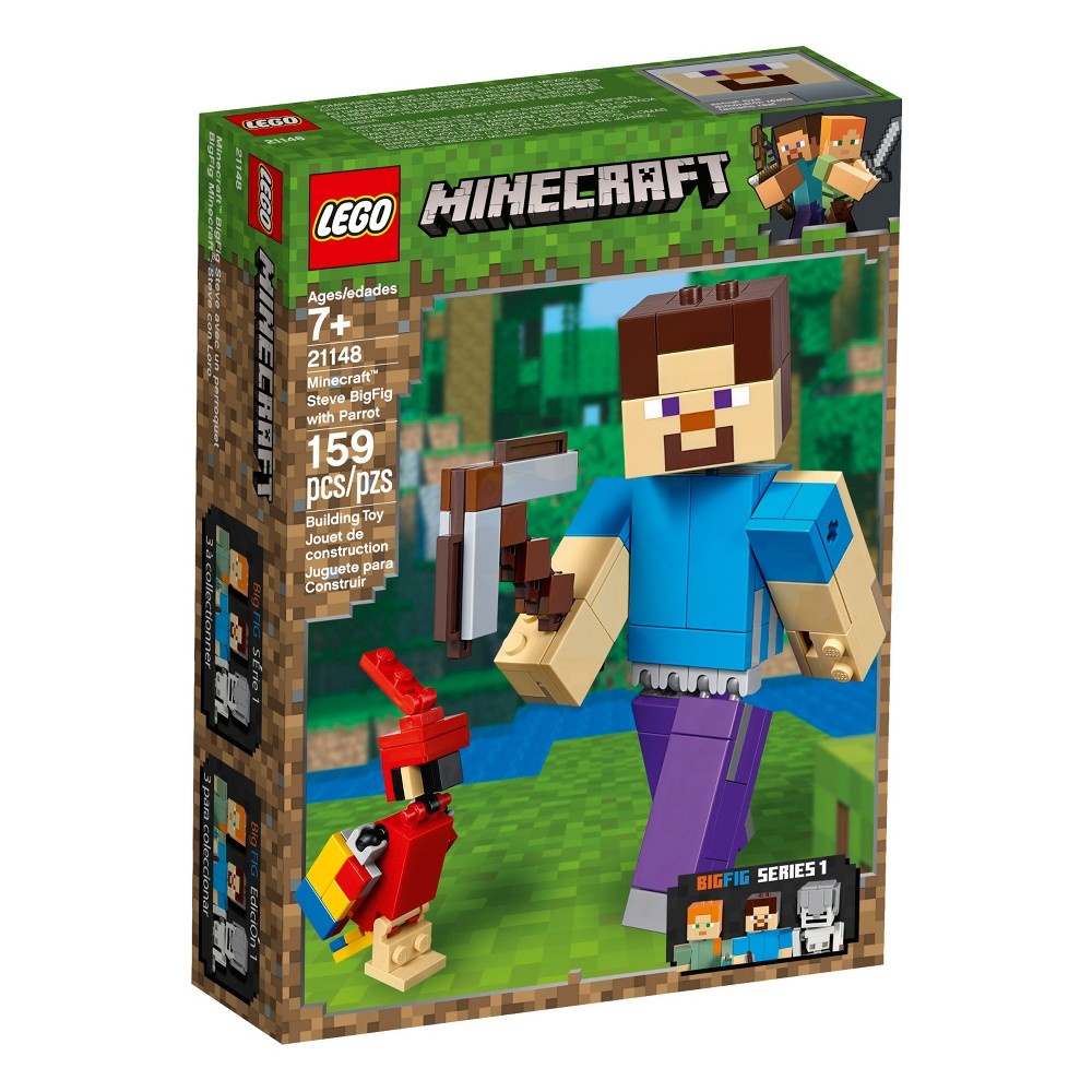 slide 4 of 7, LEGO Minecraft Steve BigFig with Parrot, 1 ct