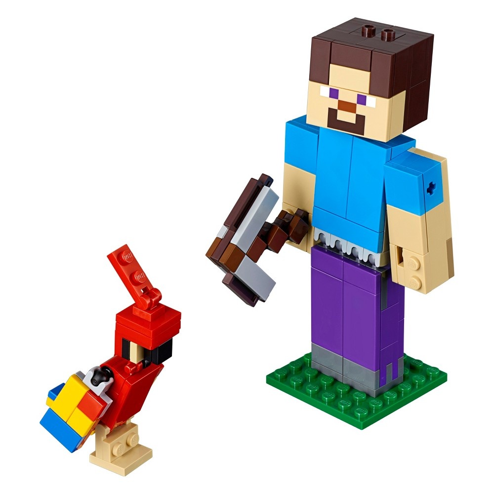slide 5 of 7, LEGO Minecraft Steve BigFig with Parrot, 1 ct