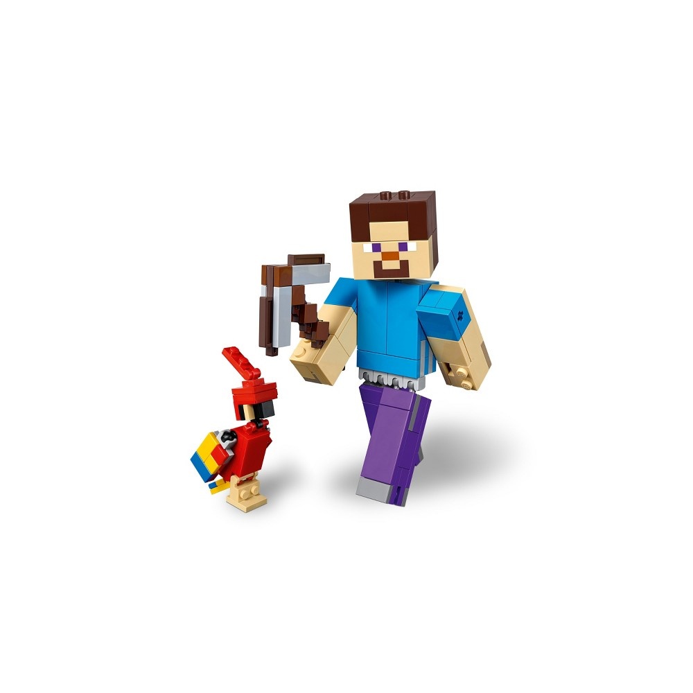 slide 6 of 7, LEGO Minecraft Steve BigFig with Parrot, 1 ct
