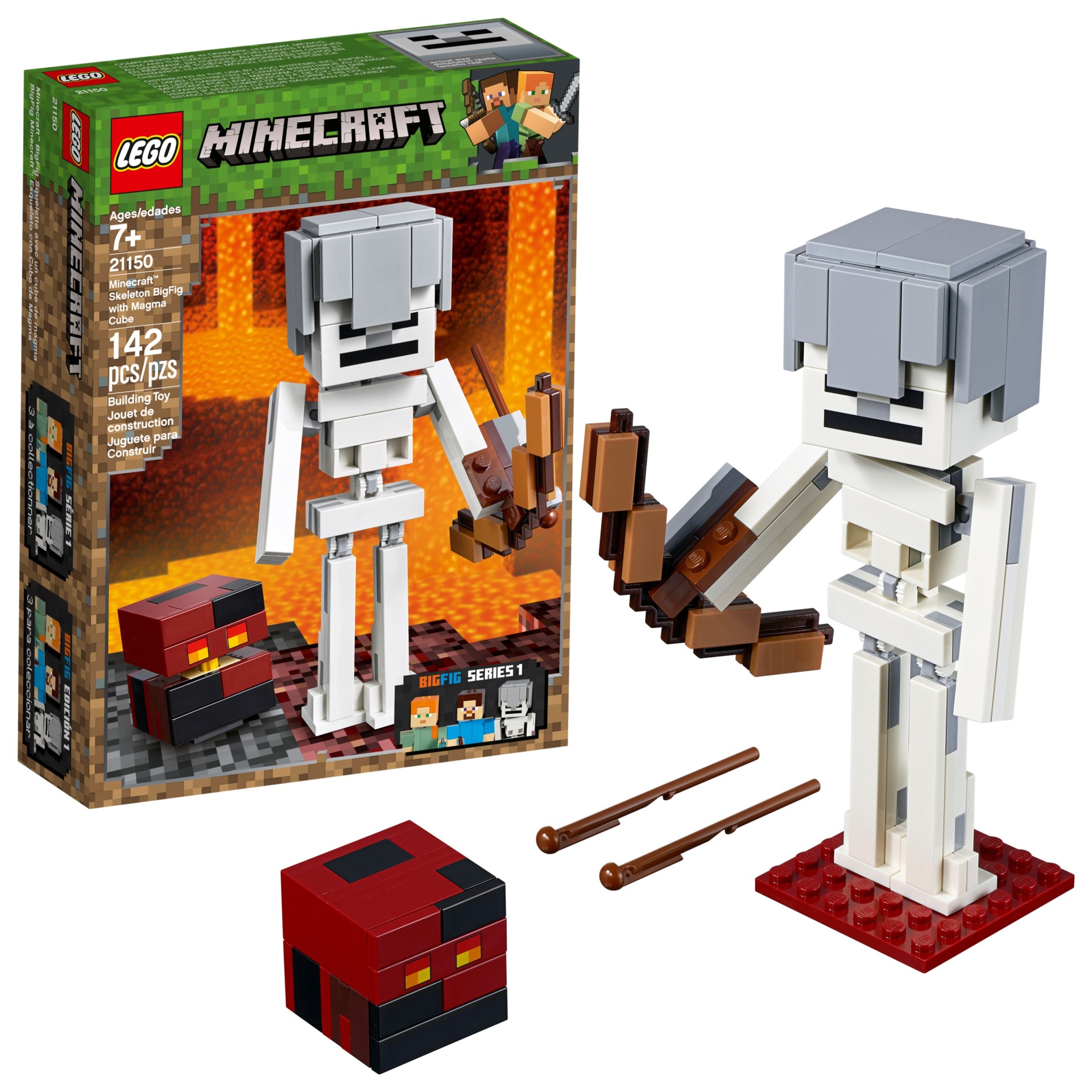 slide 1 of 7, LEGO Minecraft Skeleton BigFig with Magma Cu, 1 ct