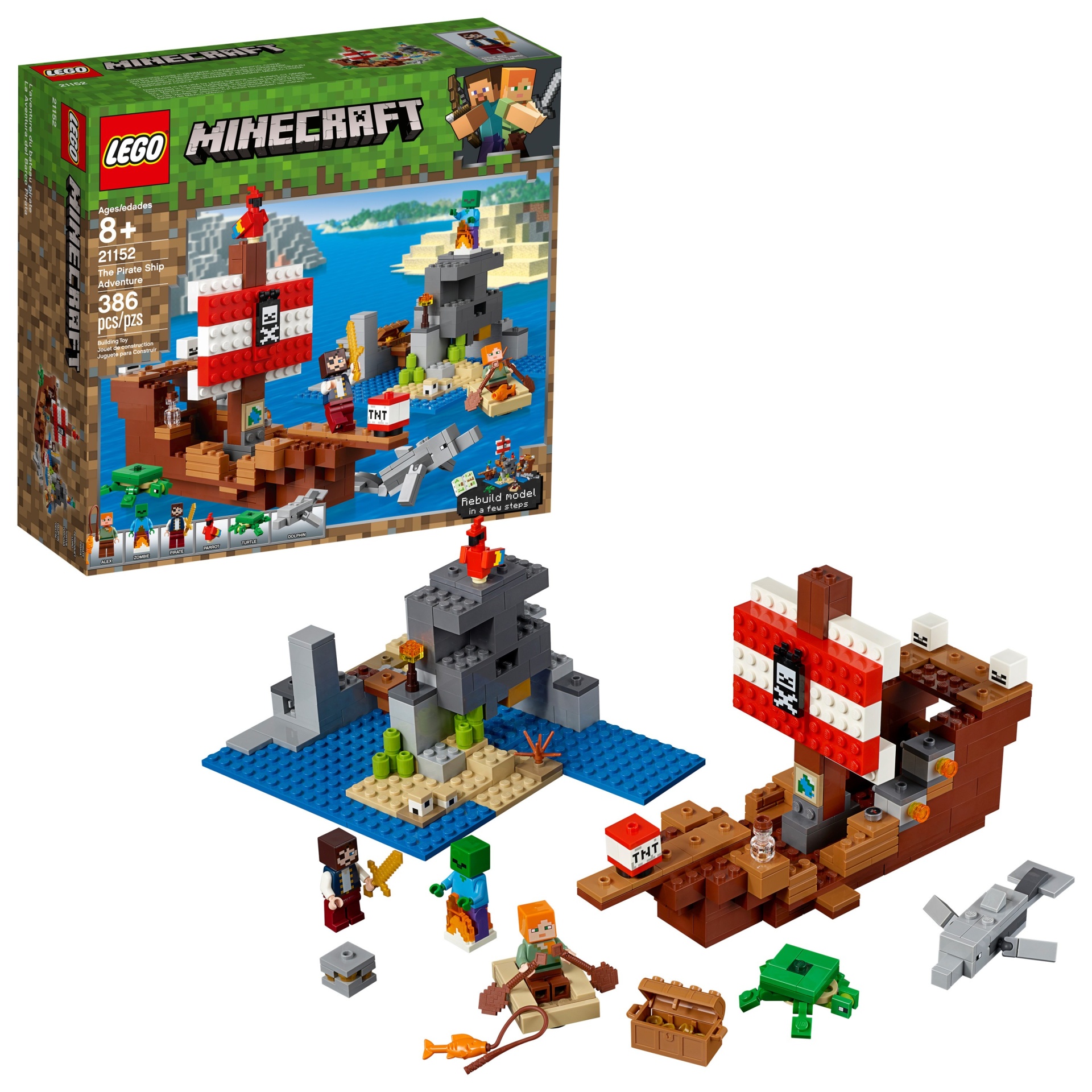 slide 1 of 7, LEGO Minecraft The Pirate Ship Adventure Alex 21152, 1 ct