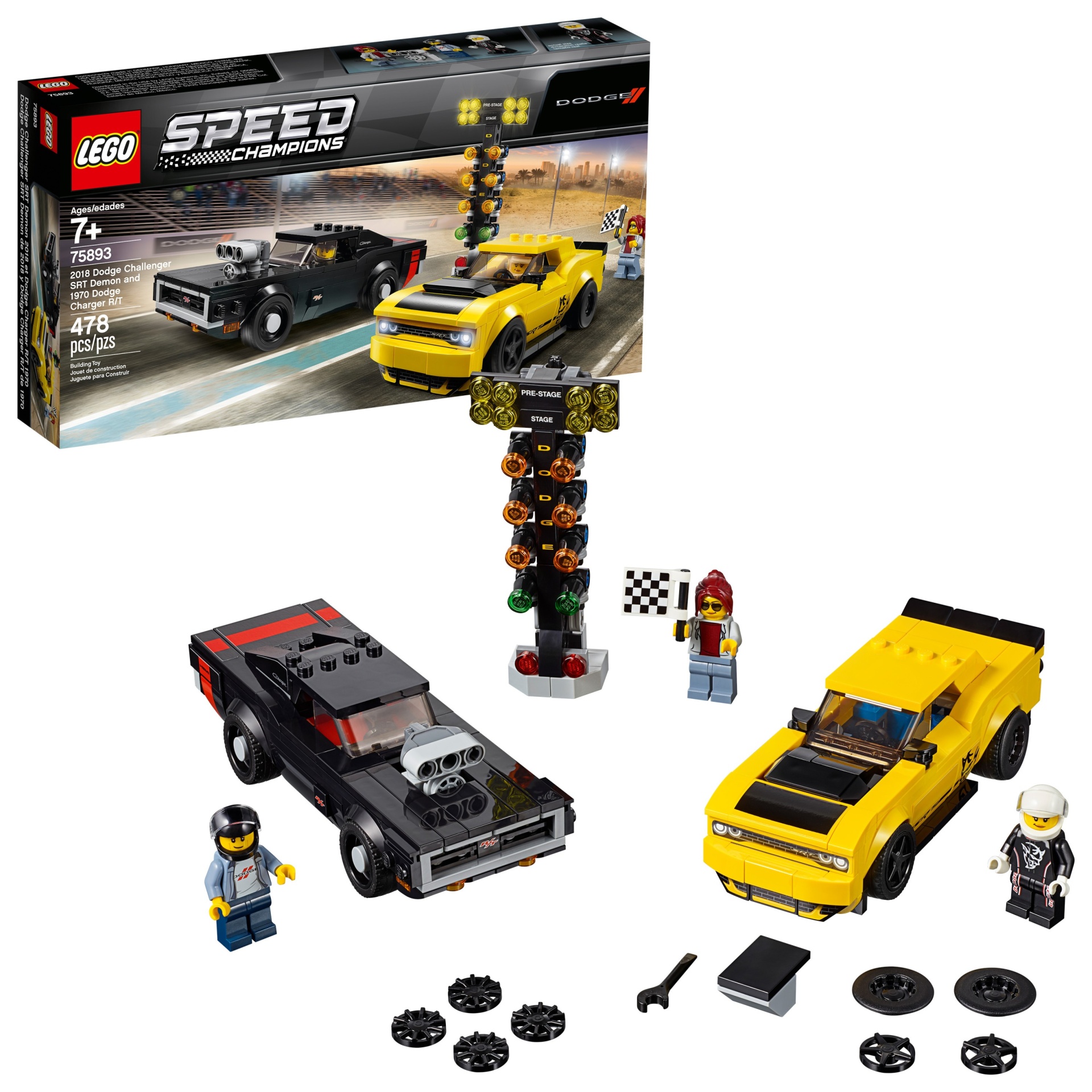 slide 1 of 7, LEGO Speed Champions 2018 Dodge Challenger SRT Demon and 1970 75893, 1 ct