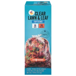 Giant Lawn & Leaf Flap Tie Bags Clear 39 Gallon