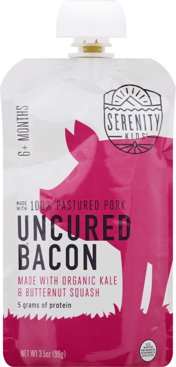 slide 10 of 10, Serenity Kids Serenity Organic Uncured Bacon, Kale And Squash Baby Food Pouch, 3.5 oz