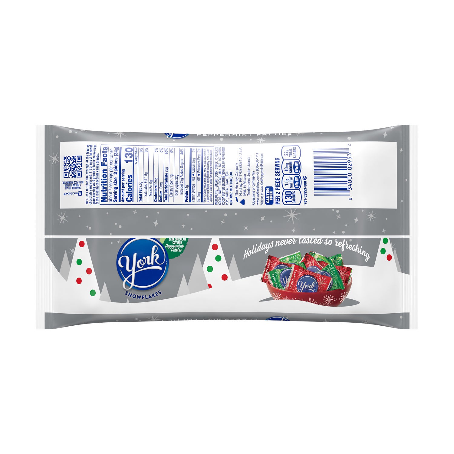 slide 3 of 4, York Dark Chocolate Peppermint Patties Snowflakes, Christmas Candy Bag, 7.8 oz, 7.8 oz