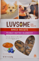 slide 1 of 1, Luvsome Peanut Butter With Blueberry Dog Treats, 10 oz