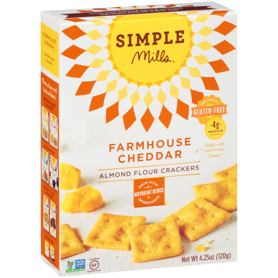 slide 2 of 8, Simple Mills Almond Flour Farmhouse Cheddar Crackers 4.25 oz, 4.25 oz