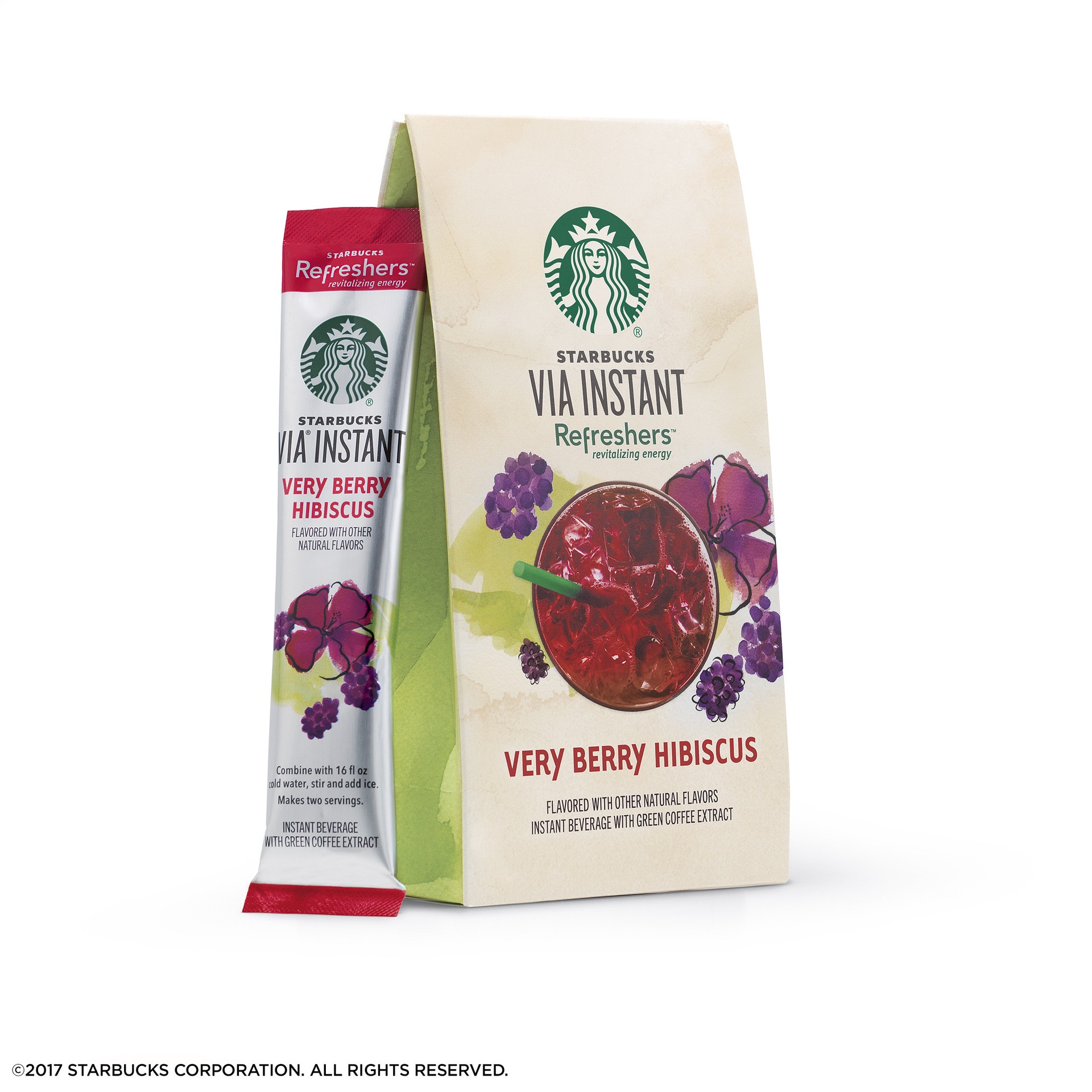 slide 2 of 4, Starbucks VIA Instant Flavored Packets — Refreshers Very Berry Hibiscus — 1 box (6 packets), 4.13 oz