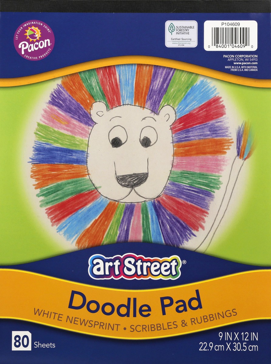 slide 1 of 9, Pacon Prang Doodle Pad, White, 9" x 12", 9 in x 12 in