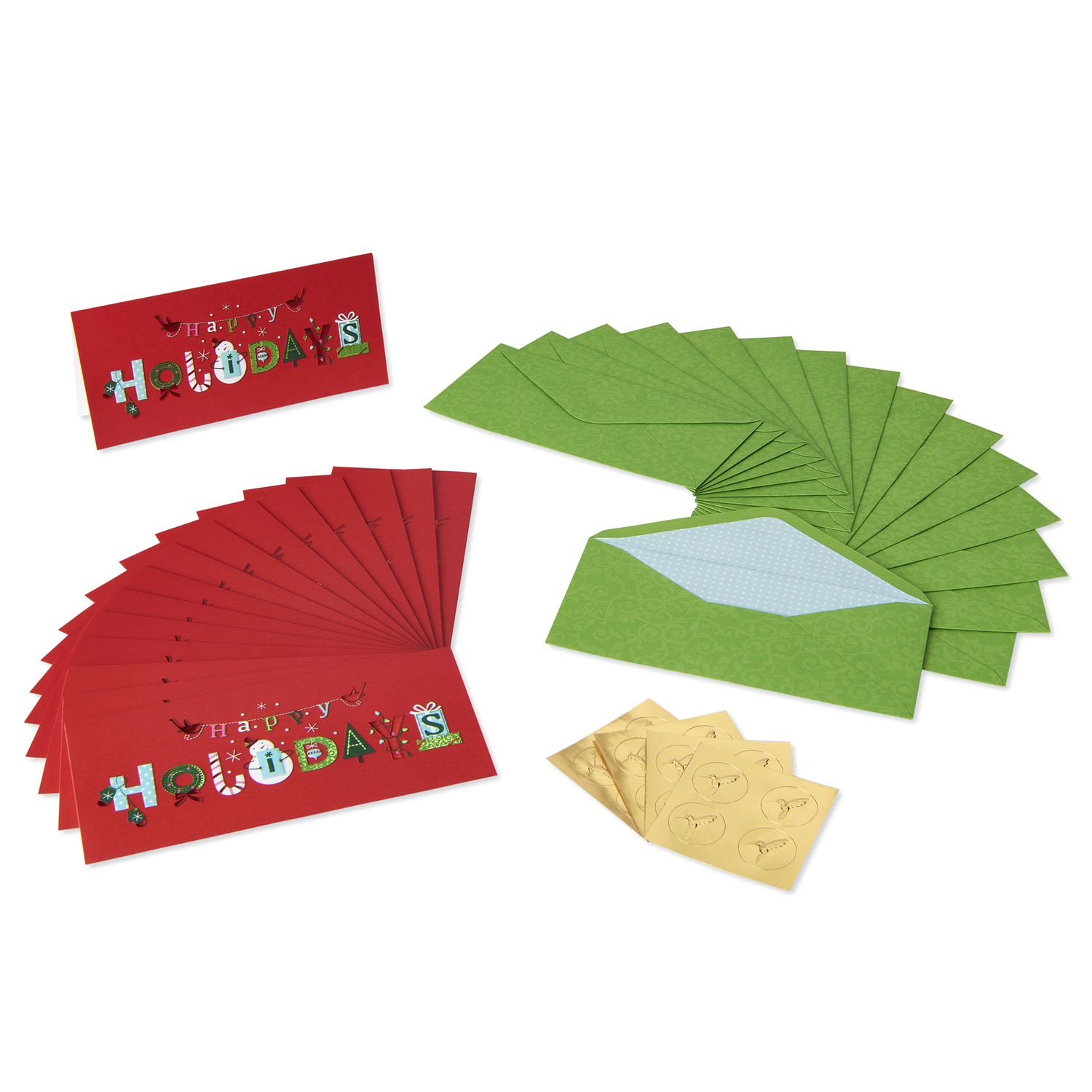 slide 2 of 3, Papyrus Happy Holiday Text Allegro Holiday Boxed Cards, 1 ct