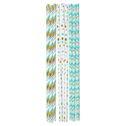 Papyrus Teal Gold Paper Straws