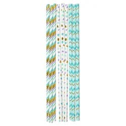 Papyrus Teal Gold Paper Straws