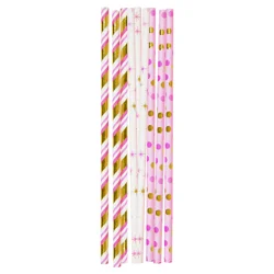 Papyrus Pink & Gold Paper Straws