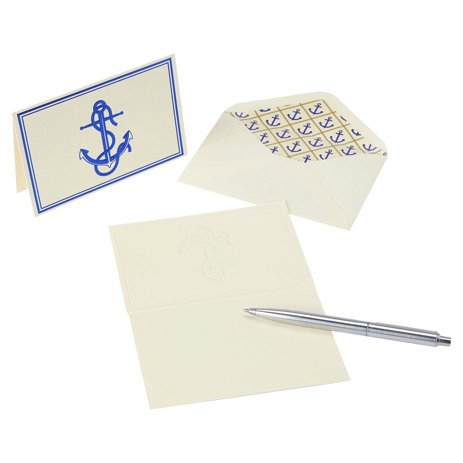 slide 2 of 3, Papyrus Blank Cards with Envelopes, Nautical Anchor (16-Count), 1 ct